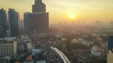 Bangkok-Train-From-Above-at-Sunset