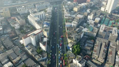 Flying-Over-Main-Road-in-Bangkok