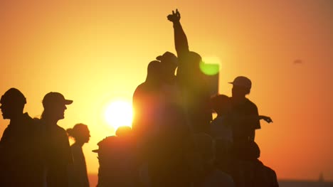 Silhouetted-Group-of-People-in-LA-Sunset